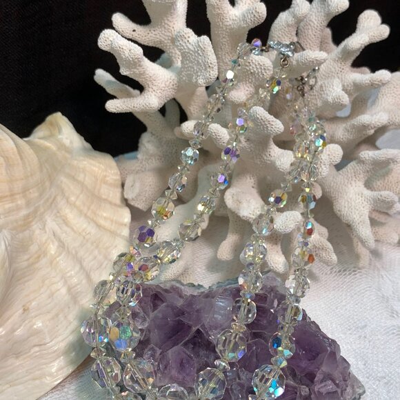 Gorgeous Crystal Double Strung Vintage Necklace Elegant Beaded WOW! - Picture 7 of 10
